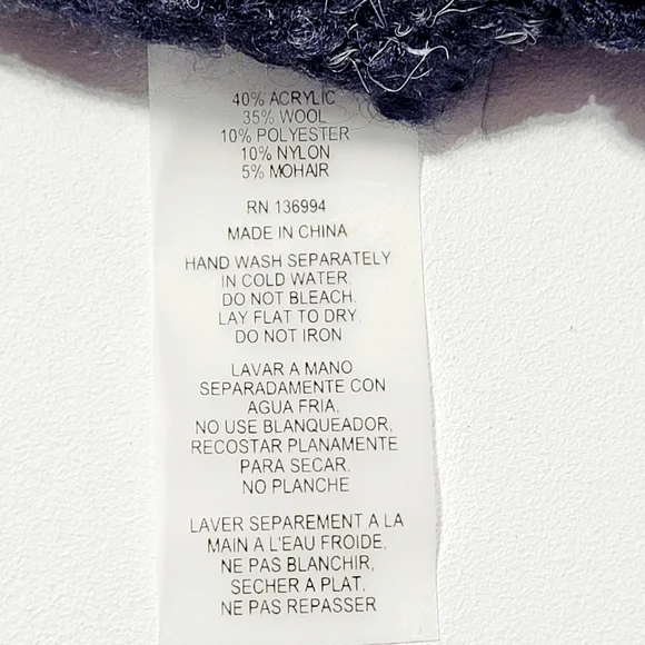 Sioni Women's Cardigan Vintage Inspired Artsy Black Wool & Mohair Blend (L) - Picture 10 of 15